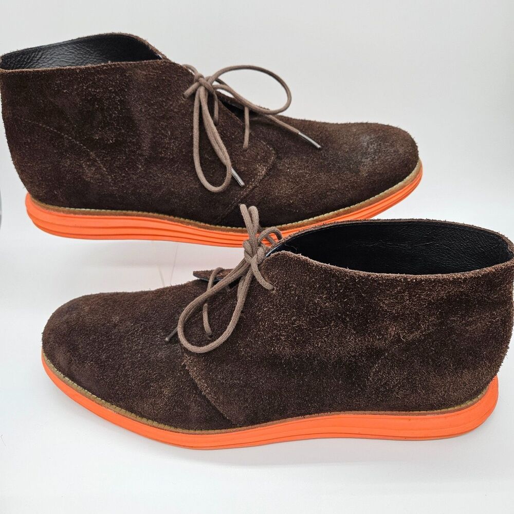 Cole Haan Mens 13 C11187 LunarGrand Brown Suede Leather Orang Chukka Boots Ankle